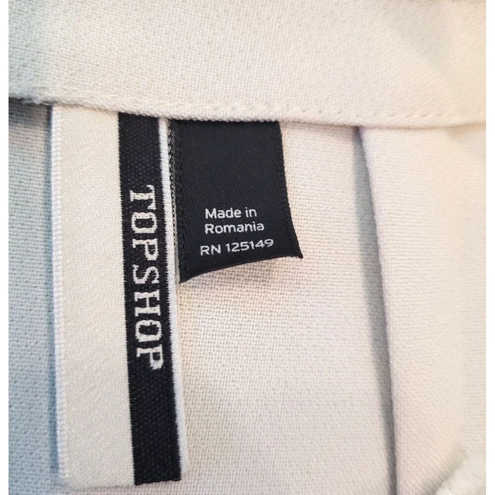 TOPSHOP Snap & Zip Midi Sz 6 Cream Moto Skirt Work Career Luxury Designer Slit